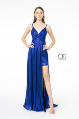 Metalic Lame Long Prom Dress Evening Gown