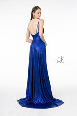 Metalic Lame Long Prom Dress Evening Gown