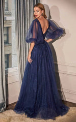 Formal Long Sleeve Mother of the Bride Long Tulle Dress LaDivine CD0182