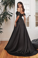 Long Off Shoulder A-Line Gown by LaDivine OC012