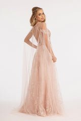 Off Shoulder A-line Long Prom Dress