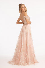 Off Shoulder A-line Long Prom Dress
