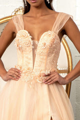 Prom Long Formal Mesh Evening Dress