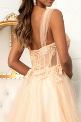 Prom Long Formal Mesh Evening Dress