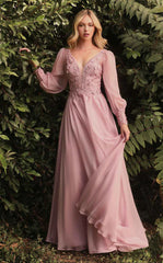Full Sleeve Long Formal Mother of the Bride Dress by LaDivine CD0183