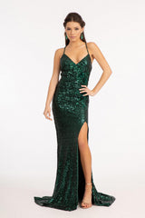 Sequined Mermaid Long Prom Dress
