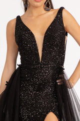 Sequined Sleeveless Long Evening Dress