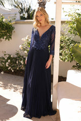Nox Anabel MF102 Long Plus Size Formal Pleated Evening Dress