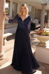 Nox Anabel MF102 Long Plus Size Formal Pleated Evening Dress
