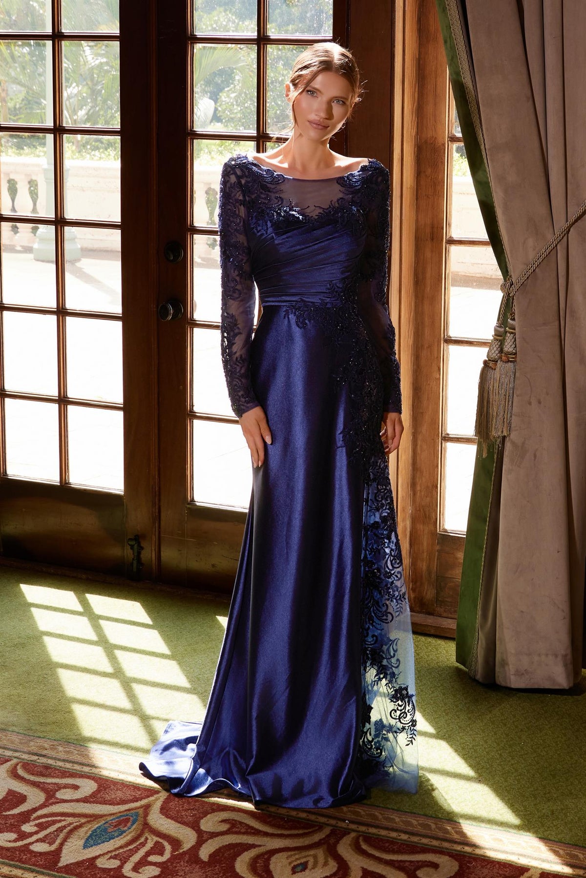Nox Anabel ME123 Long Sleeve Formal Pleated Plus Size Dress