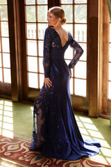 Nox Anabel ME123 Long Sleeve Formal Pleated Plus Size Dress