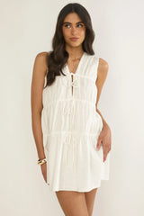 Antibes Tie Front Mini Dress White