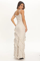 Nevaeh Polka Dot Ruffle Maxi Dress - Off White