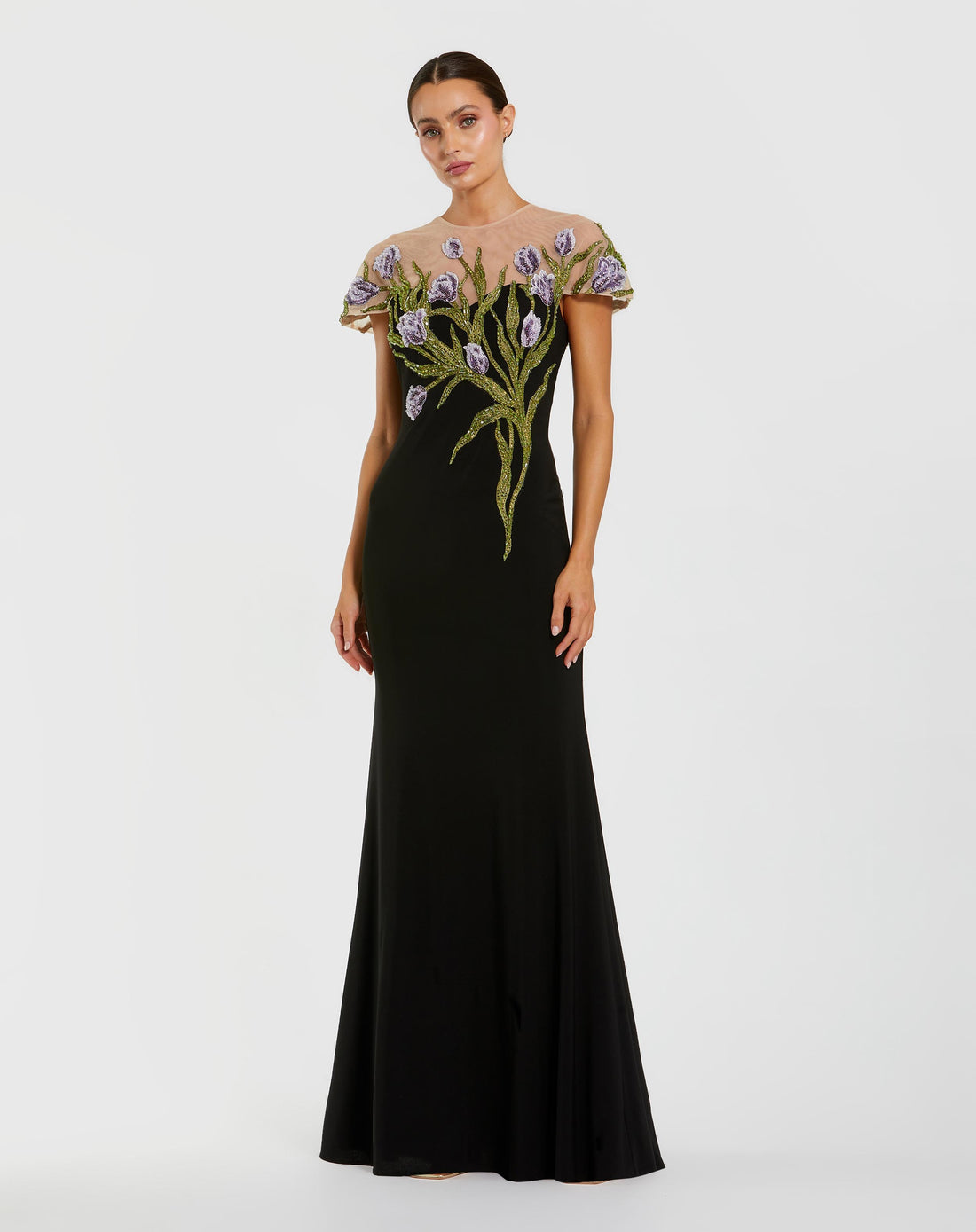 Long Floral Evening Dress Fitted Formal Mac Duggal 11912