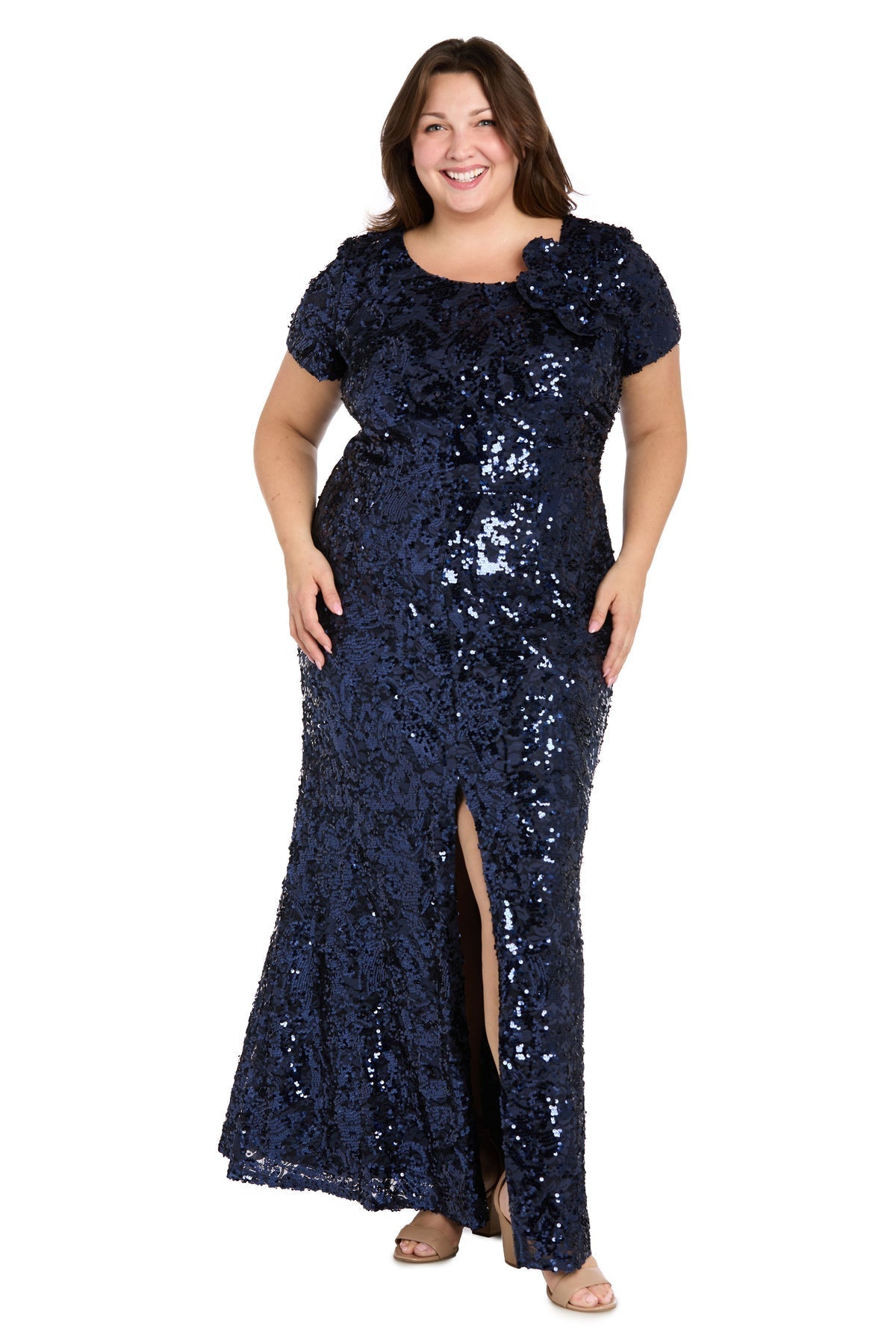 Plus Size Sequin Formal Dress Long Mother of the Bride R&M Richards 1685W
