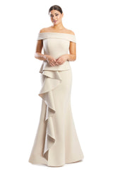 Alexander by Daymor 1756S23 Fitted Long Formal Peplum Evening Dress