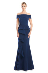 Alexander by Daymor 1756S23 Fitted Long Formal Peplum Evening Dress