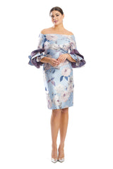 Alexander by Daymor 1768S23 Short Cocktail Fitted Floral Print Knee Length Dress