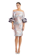 Alexander by Daymor 1768S23 Short Cocktail Fitted Floral Print Knee Length Dress