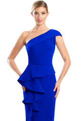 Alexander by Daymor 1781S23 Fitted Long Formal Peplum Evening Dress