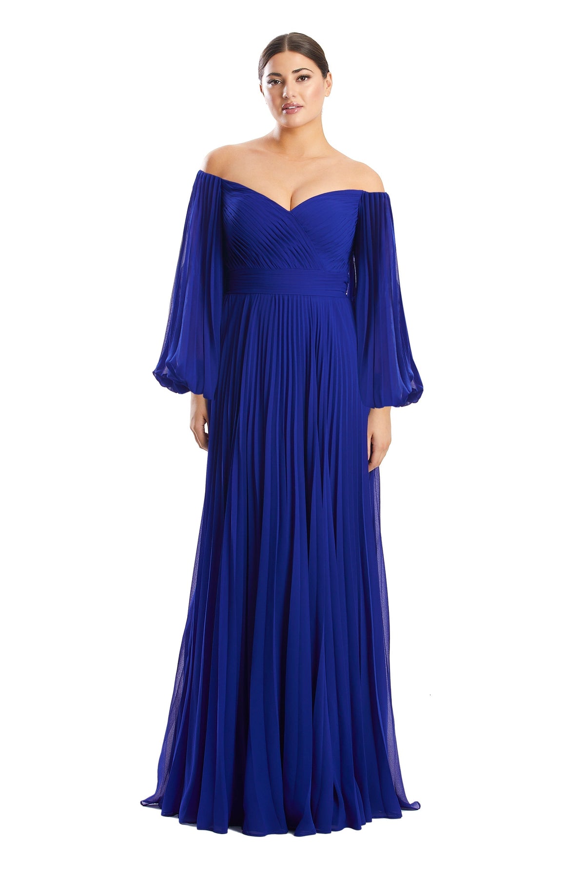 Alexander by Daymor 1792S23 Pleated Long Formal A Line Evening Dress