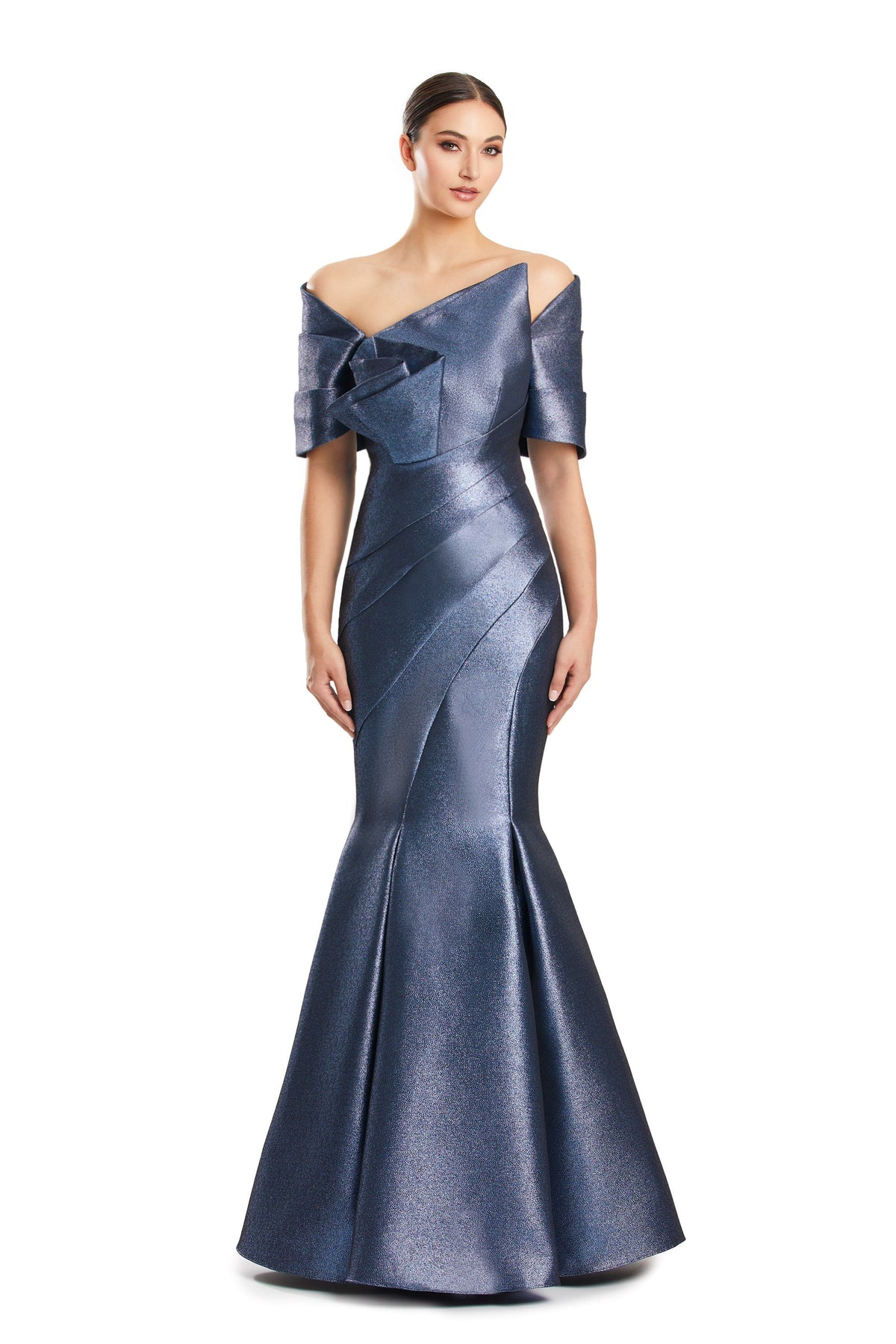 Alexander by Daymor 1879F23 Pleated Long Formal Mermaid Prom Evening Dress