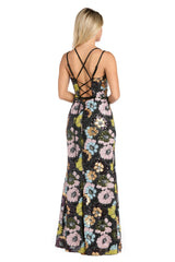 Morgan & Co 19051 Fitted Long Formal Floral Sequin Prom Dress