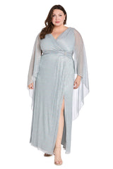 Plus Size Long Dress Formal Metallic Cape R&M Richards 1911W