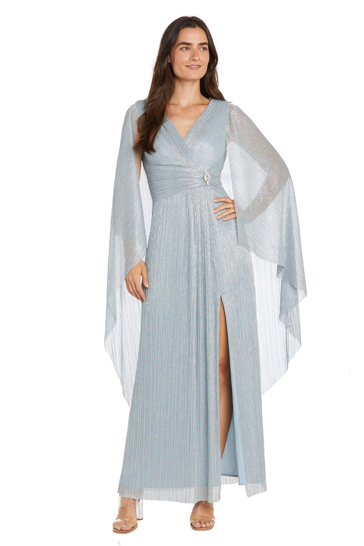 Long Metallic Evening Dress Formal Cape R&M Richards 1911