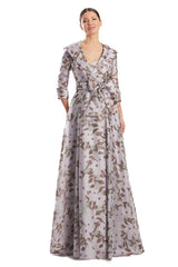 Alexander by Daymor 1963S24 Long Two Piece Ball Gown Printed Formal Jacket Dress