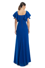 Alexander by Daymor 1997S24 A Line Formal Flutter Sleeve Evening Dress