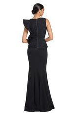 Alexander by Daymor 2039-44F24 Long Formal Peplum Lace Evening Dress