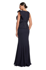 Alexander by Daymor 2039-44F24 Long Formal Peplum Lace Evening Dress