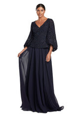 Alexander by Daymor 2042-43F24 Long Mother of the Bride Peplum Formal Dress
