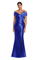 Alexander by Daymor 2052F24 Pleated Formal Long Evening Slit Dress