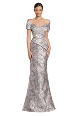 Alexander by Daymor 2062F24 Printed Long Formal evening Pleated Dress