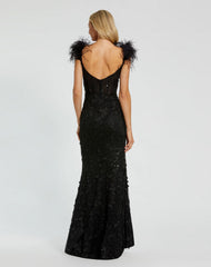 Long Fitted Feather Straps Prom Dress Fitted Feather Straps Long Prom Mac Duggal 20889