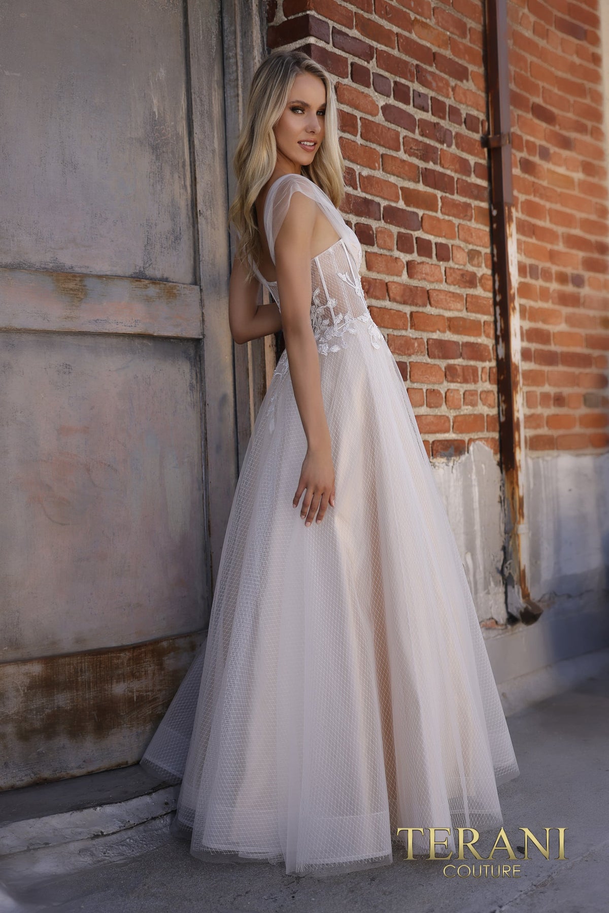 Terani Couture 2215P0001 Cap Sleeve Long Prom Dress