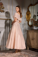 Terani Couture 252C5022 A Line Pleated Tea Length Cocktail Dress