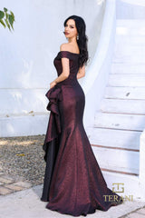 Terani Couture 252M5364 Long Fitted Formal Peplum Evening Dress