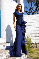Terani Couture 252M5521 Long Formal Ruffle Slit Evening Dress
