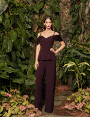 Alexander by Daymor 990A Long Formal Two Piece Peplum Pant Suit