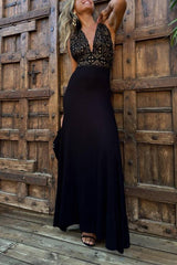 SERAFIN long dress, black/gold