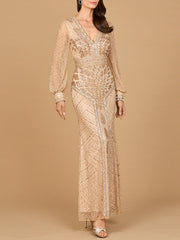 Lara Dresses 28894 Long Beaded Formal Glitter Evening Dress