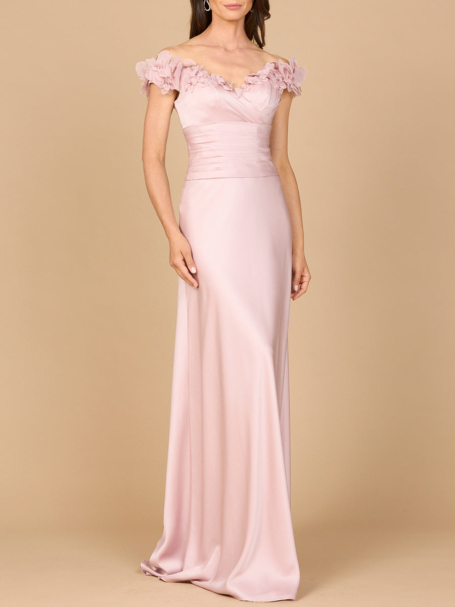 Lara Dresses 28917 Long 3D Floral Applique A Line Formal Dress