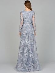 Lara Dresses 29046 Long Sleeve Formal Lace Overskirt Evening Dress