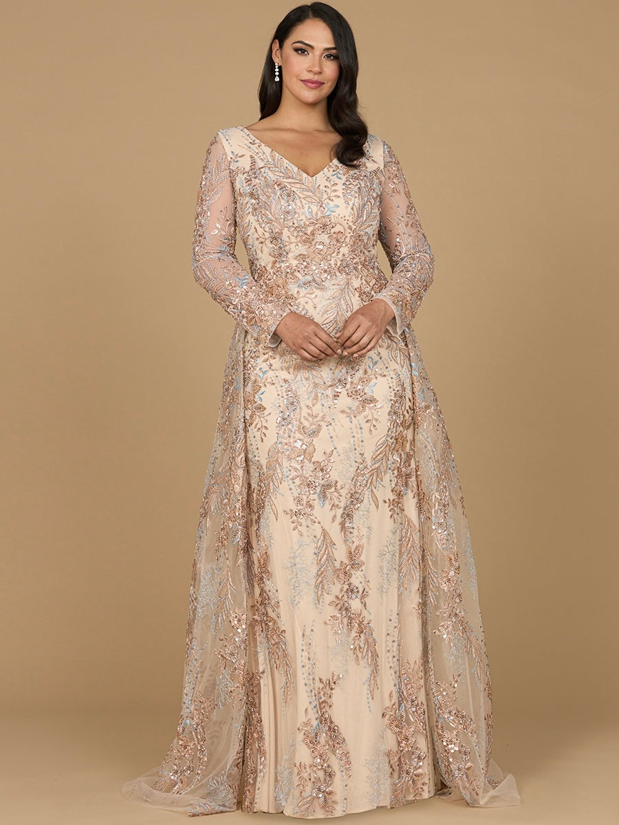 Lara Dresses 29046 Long Sleeve Formal Lace Overskirt Evening Dress