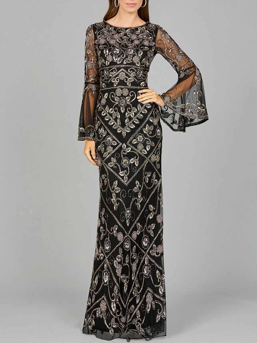 Lara Dresses 29088 Long Sleeve Beaded Formal Evening Dress