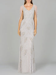 Lara Dresses 29095 Long Formal Beaded Cape Evening Dress