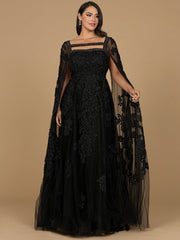 Lara Dresses 29138 Long Cape Formal Mother of the Bride Lace Dress